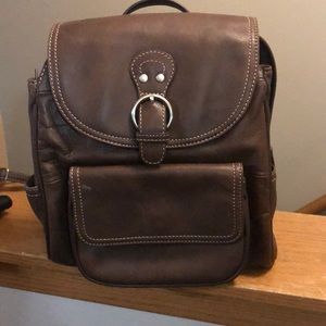 Brown genuine leather backpack